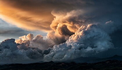 Fototapeta premium the sky is filled with smoke and clouds creating a moody and ominous atmosphere