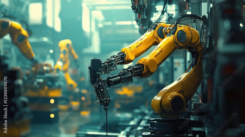 Poster predictive maintenance systems powered by ai, preventing equipment breakdowns in a factory.