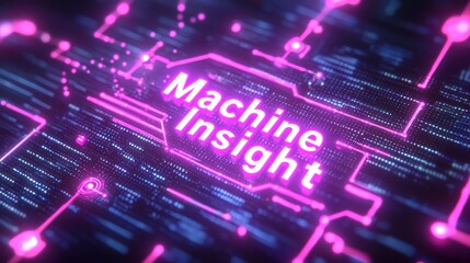 Obraz premium Modern Machine Insight with Digital Circuit Design in Bright Pink