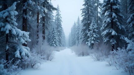Deep taiga, where snow lies on the branches, and the silence is broken only by the crunch of snow underfoot