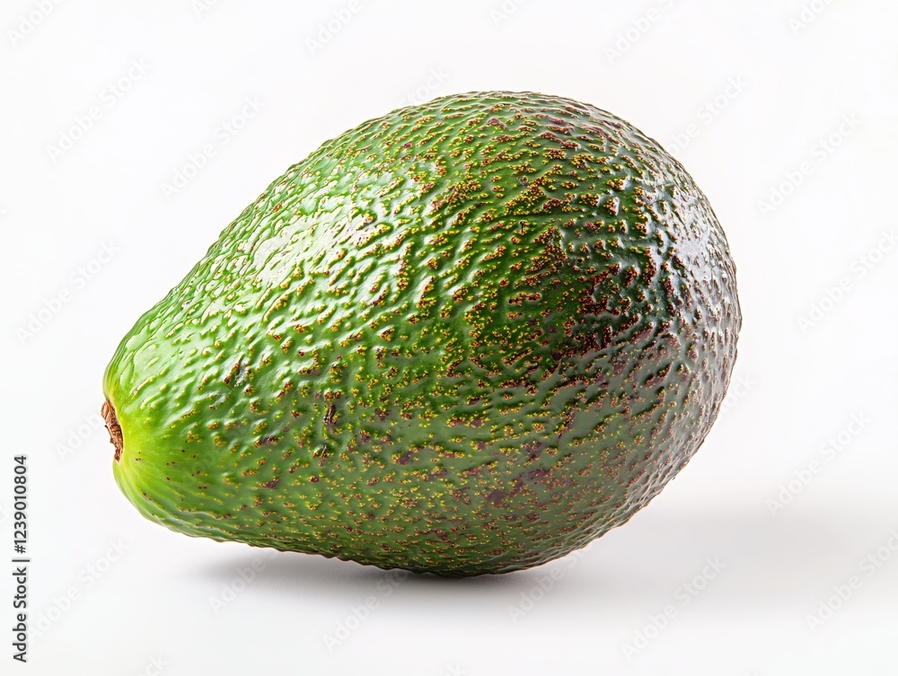 Poster single avocado with textured skin on a plain white background in a studio setting