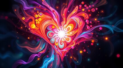 Vibrant Heart Abstract Art Colorful Digital Painting