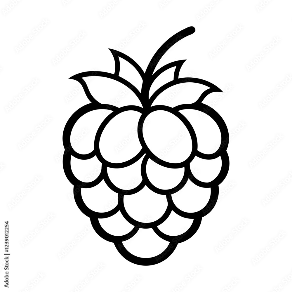 Poster raspberry icon. minimalist line drawing of a ripe raspberry. vector illustration