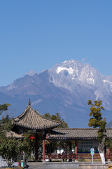 Jade Dragon Snow Mountain in the background from Li Jiang Train Station