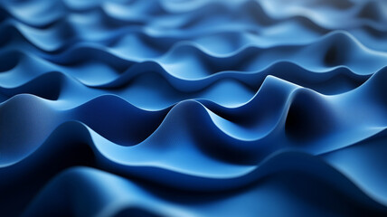 Smooth blue fabric waves create serene and calming visual effect, showcasing intricate textures and patterns. gentle undulations evoke sense of tranquility and depth