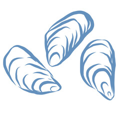 Line Art Illustration of Oysters. Vector Graphic.