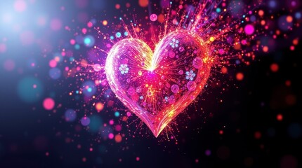 Glowing Heart Sparkle Wallpaper Romantic Love Image