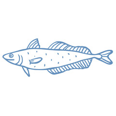 Line Art Illustration of Fish. Vector Graphic.
