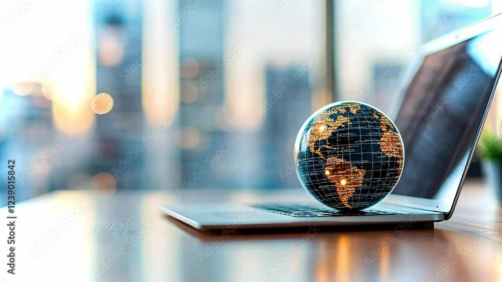 Aufkleber exploring the connection between technology and global awareness in modern workspace