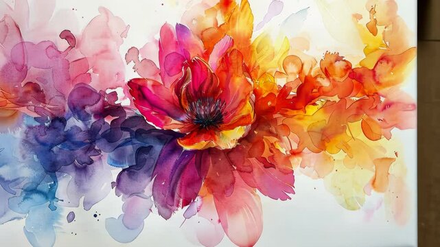 Abstract watercolor blotches and splashes in a harmonious blend