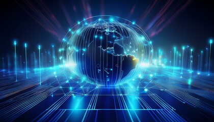 Fototapeta premium internet technology information and media flow exchange and processing on the internet