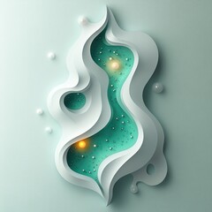 Obraz premium Probiotic Logo Design for Healthy Nutrition, Modern Microorganism Illustration, Minimalist Graphic, Vibrant Turquoise and White, Soothing Soft Lighting