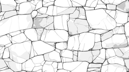 Seamless texture pattern of stone outline drawing brick and stones wall fence textures Architectural Drawings Vector black and white