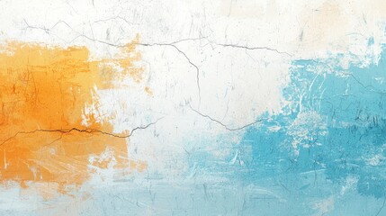 Obraz premium Abstract Textured Wall Painting Orange Blue Hues