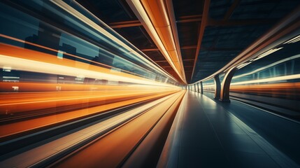 long exposure of light trails from futuristic, soft pastel background, empty space on the left,generative ai illustration