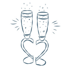 Line Art Illustration of Wine Glasses. Vector Graphic.