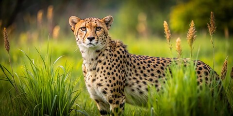 Lone Cheetah in Spring Clearing