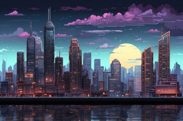 Naklejka premium Colorful retro old vintage 2d pixel art game texture background illustration design, history and symbol theme concept. 