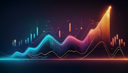 Fototapeta premium stock market line chart with an uptrend
