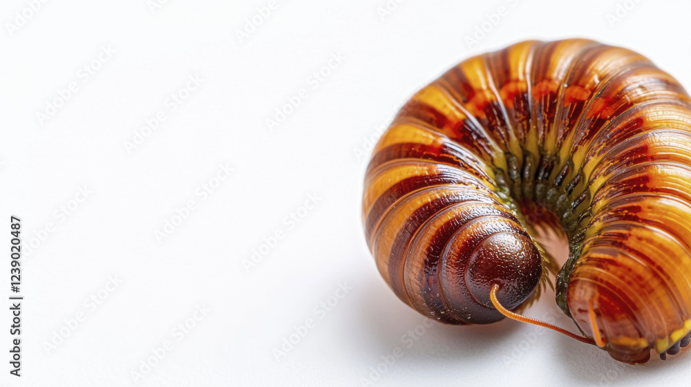 Poster close up of colorful millipede showcasing its segmented body and vibrant patterns. this fascinating 