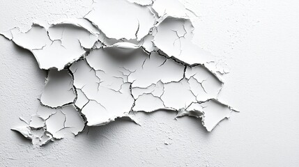 Cracked white paint texture, close-up, studio shot