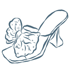 Line Art Illustration of Woman Wedding Shoe. Vector Graphic.
