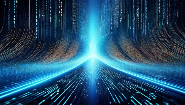 digital data stream background with binary code the flow information of cyber security technology