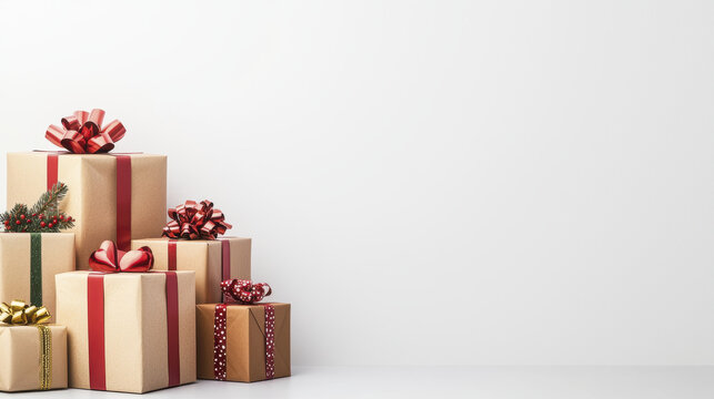 Colorful gift boxes with ribbons and bows, perfect for holiday celebrations