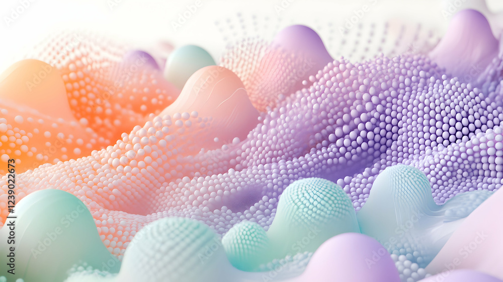Aufkleber a 3d artwork with soft, pastel-colored dots in lavender, mint, and peach, gently floating and creati