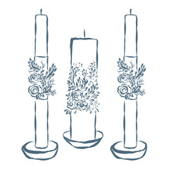 Line Art Illustration of Candles. Vector Graphic.