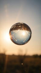 Fototapeta premium Shattered Glass Sphere at Sunset � Dramatic Abstract Background