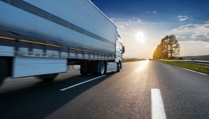 generic and unbranded truck speed driving on asphalt road