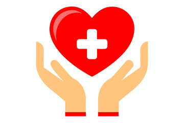 heart and hands icon vector illustration , heart in hand logo, doctor logo vector illustration , logo design 