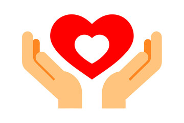 heart and hands icon vector illustration , heart in hand logo, doctor logo vector illustration , logo design 