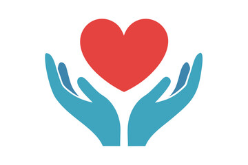 heart and hands icon vector illustration , heart in hand logo, doctor logo vector illustration , logo design 