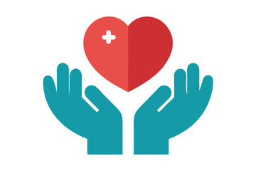 heart and hands icon vector illustration , heart in hand logo, doctor logo vector illustration , logo design 