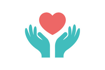 heart and hands icon vector illustration , heart in hand logo, doctor logo vector illustration , logo design 