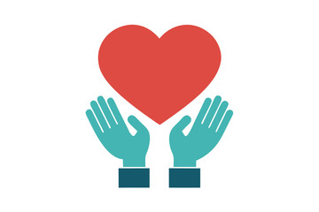 heart and hands icon vector illustration , heart in hand logo, doctor logo vector illustration , logo design 