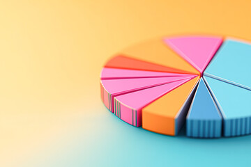 Obraz premium Infographic financial report with colorful pie chart on bright background