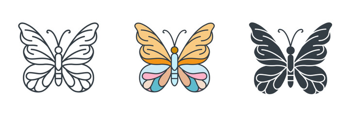 Butterfly icon symbol vector illustration isolated on white background