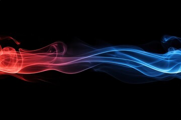 Naklejka premium Red and blue smoke emerges from a container against a black background