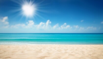 Obraz premium summer beach blurred background with blue sky
