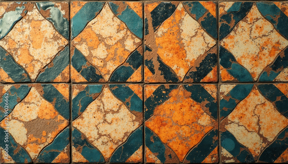 Poster geometric enamel inlay texture with realistic patterns in natural colors