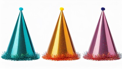 colorful birthday party hat isolated cutout on transparent