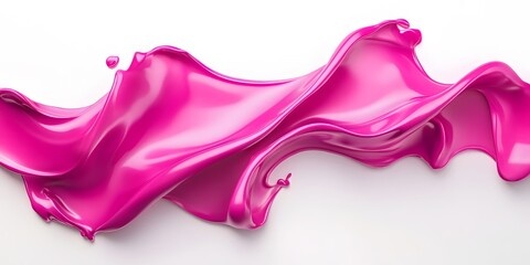 Naklejka premium Vibrant magenta paint fluid flowing on a white background, creates a visual effect, generative AI