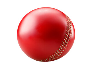Red leather cricket ball isolated on transparent background, PNG, cut out