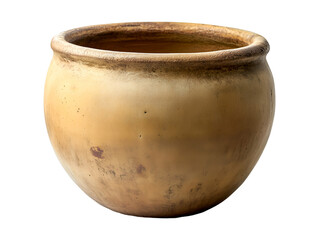 Rustic pottery bowl, earthenware planter isolated on transparent background, PNG, cut out