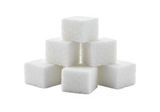 white sugar cubes, sweet ingredient isolated on White background