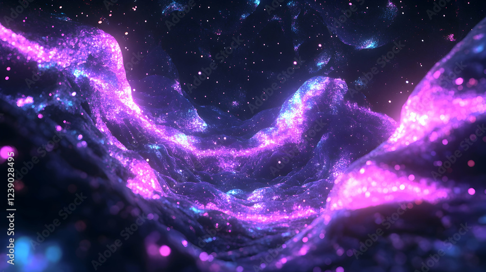 Wall mural a 3d neon galaxy in ultraviolet and space black, psychedelic and vast