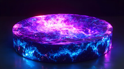 A 3D neon galaxy core in supernova white and cosmic abyss, infinite and radiant